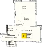 2-кімнатна  60.17м² номер - 137 зображення з ЖК Синергія Київ