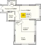 2-кімнатна  60.35м² номер - 216 зображення з ЖК Синергія Київ