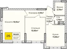 2-кімнатна  55.1м² номер - 204 зображення з ЖК Синергія Київ