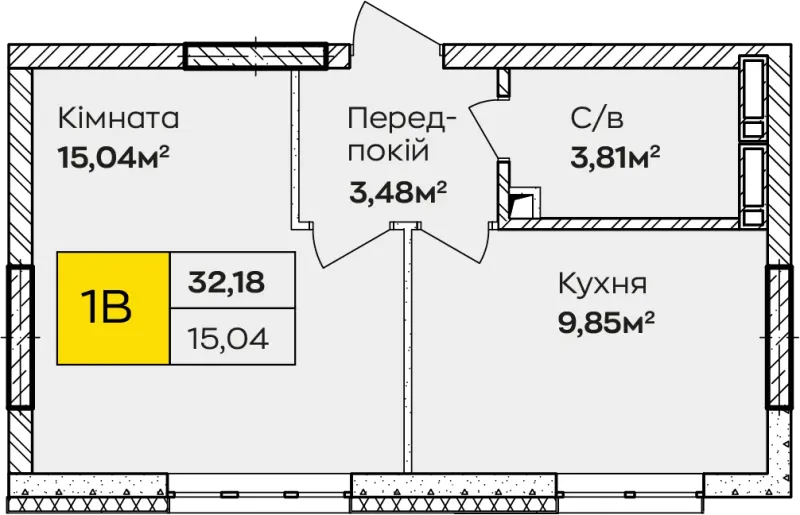 Купити 1-кімнатну квартиру  в Ірпені
