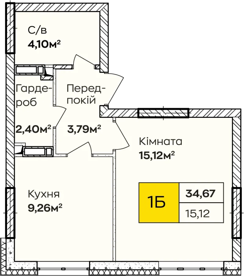 Купити 1-кімнатну квартиру  в Ірпені